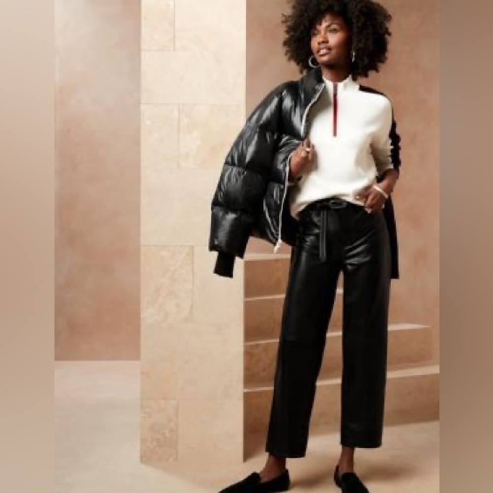 Banana Republic High-Rise Straight Leather Pants